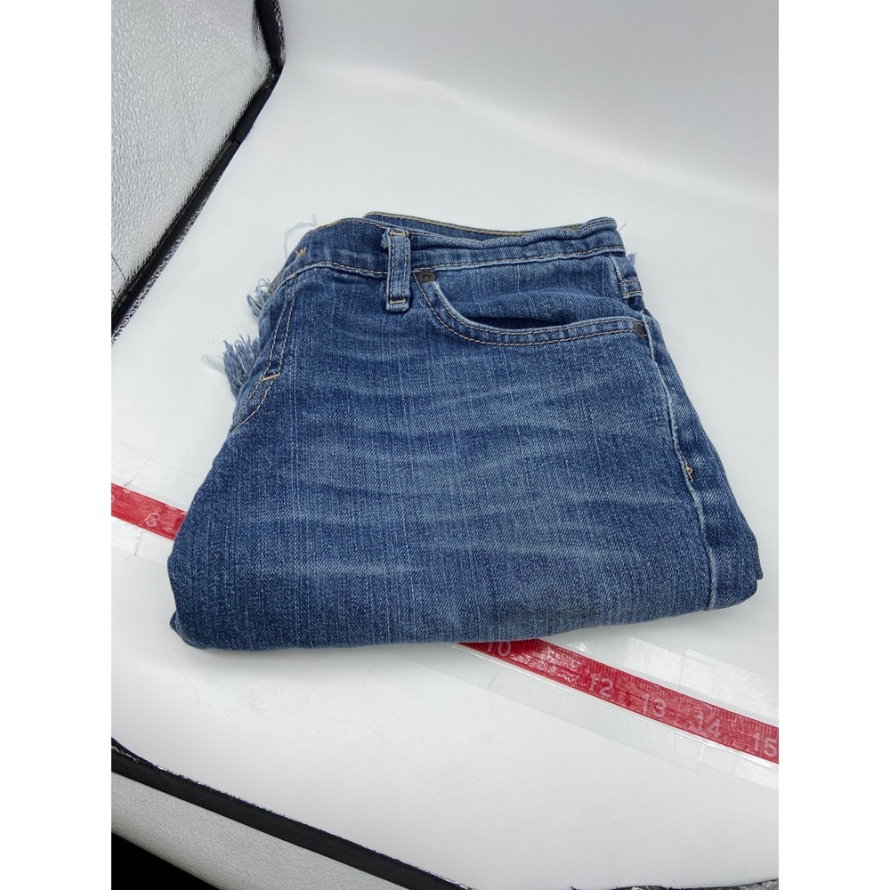American Eagle Denim Shorts Blue Bermuda Frayed Raw Hem Size 6 7240